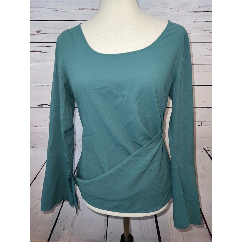 Soft Surroundings Shirt XS Extra Small Blouse 24880 Long Sleeve Bell Faux Wrap